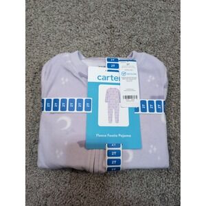 Carter's Kids 2T Purple Fleece Footie Pajama Owl Moon Stars Sleepwear